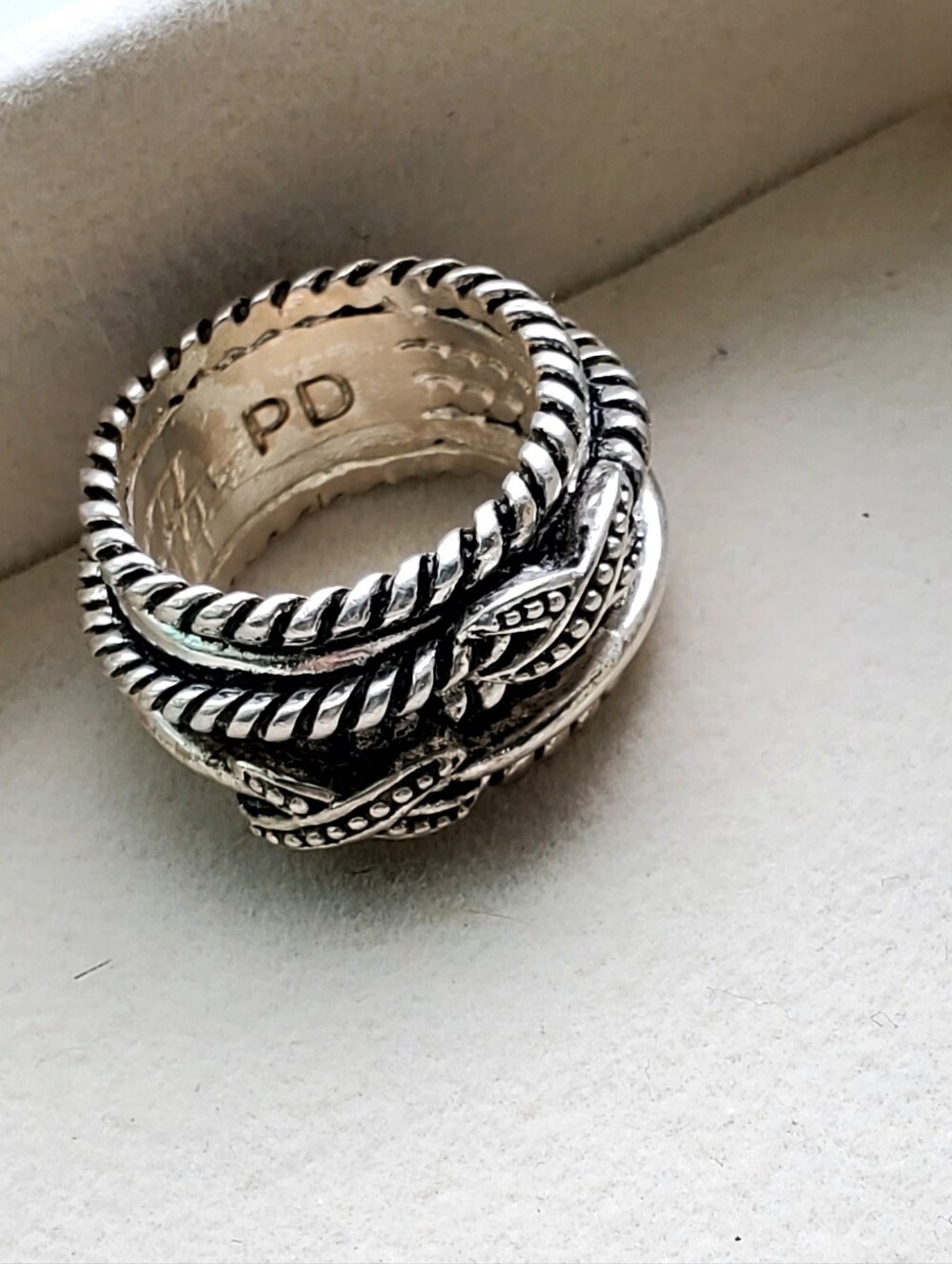 Premier Designs Silver Plated Multi-Band Textured Ring